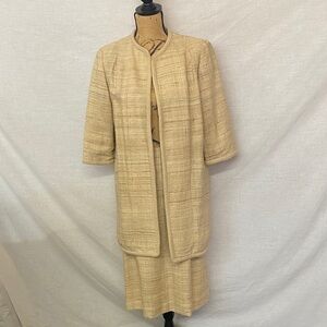 Vintage Tan Coat and Skirt Set
